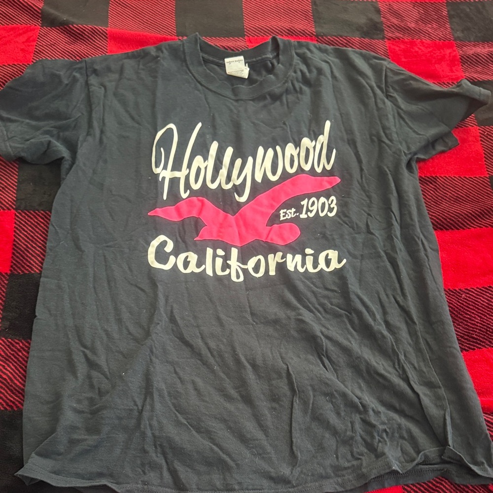 Hollywood California Graphic Tee - Black T Shirt Size L Women